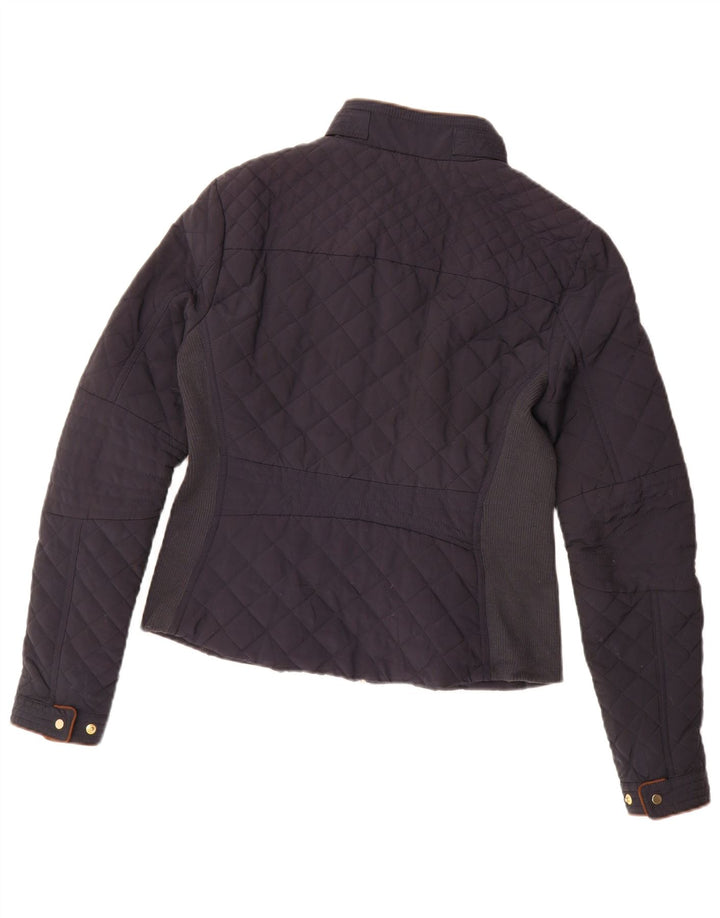 Zara Womens Quilted Jacket UK 14 Medium Navy Blue Colourblock