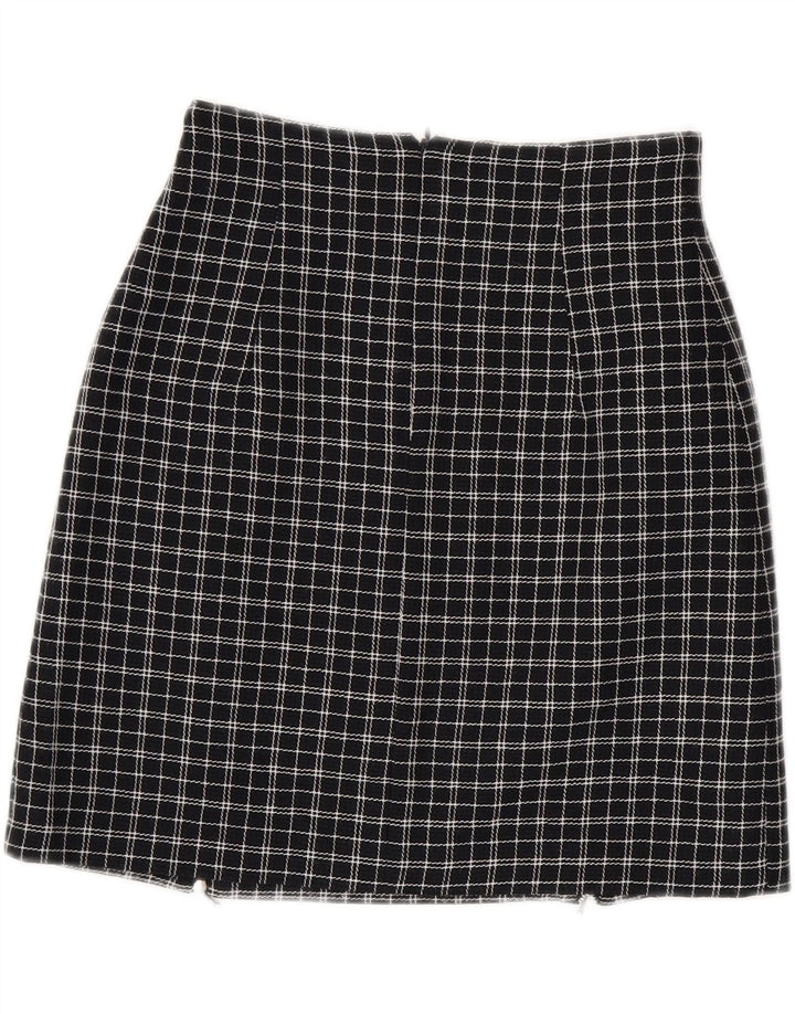 Vintage Womens Straight Skirt Small W26  Black Check Polyester