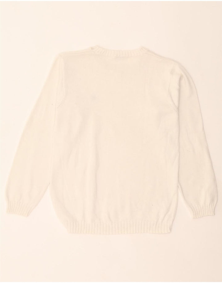 BENETTON Boys Crew Neck Jumper Sweater 10-11 Years White Vintage Benetton and Second-Hand Benetton from Messina Hembry 