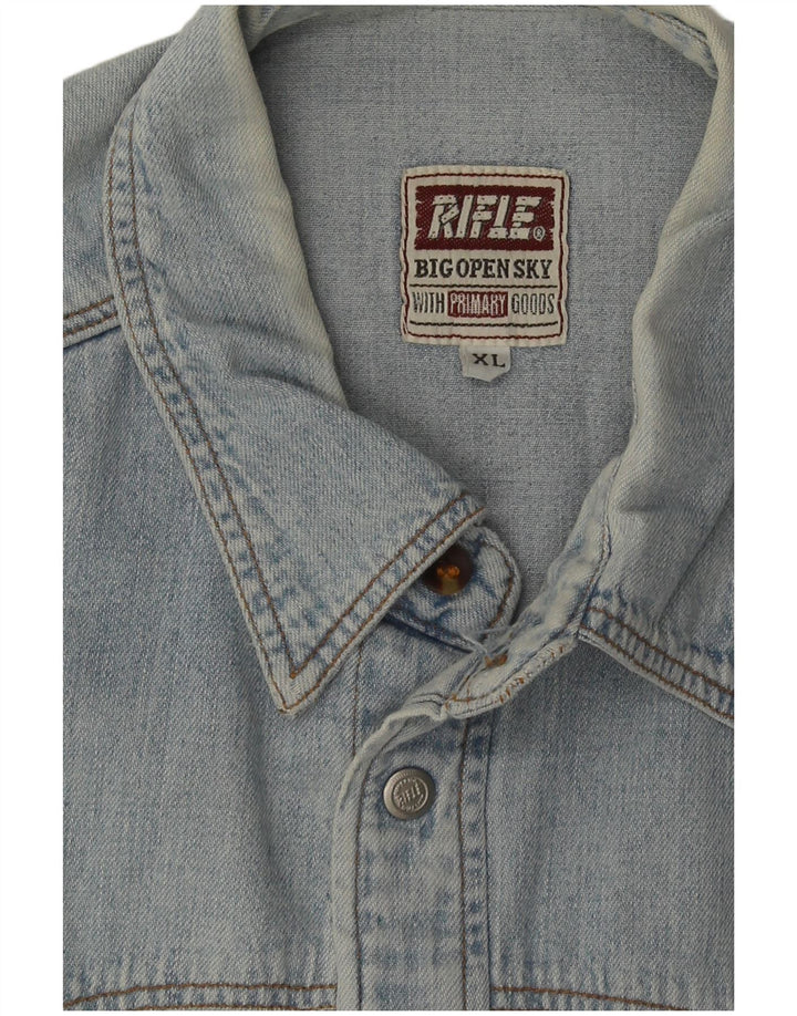 Rifle Mens Denim Shirt XL Blue Cotton