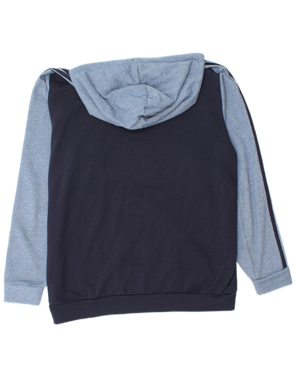 Adidas Mens Hoodie Jumper Large Navy Blue Colourblock Cotton
