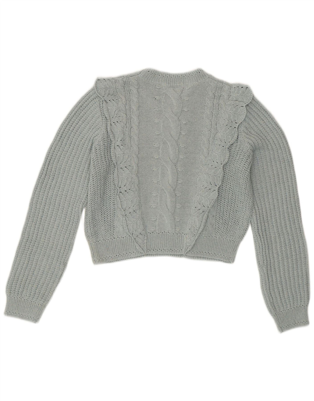 ZARA Womens Crop Crew Neck Jumper Sweater UK 14 Medium Blue