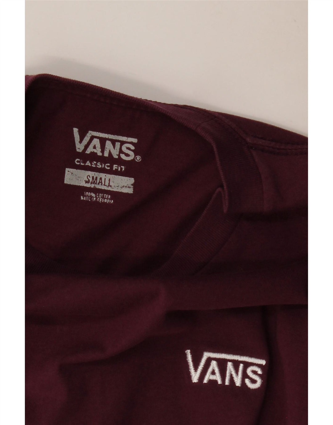 VANS Mens Classic Fit Graphic T-Shirt Top Small Burgundy Cotton