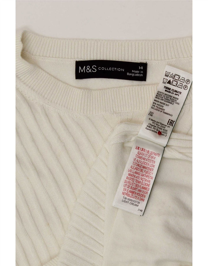 Marks & Spencer Womens Boat Neck Jumper Sweater UK 14 Medium White