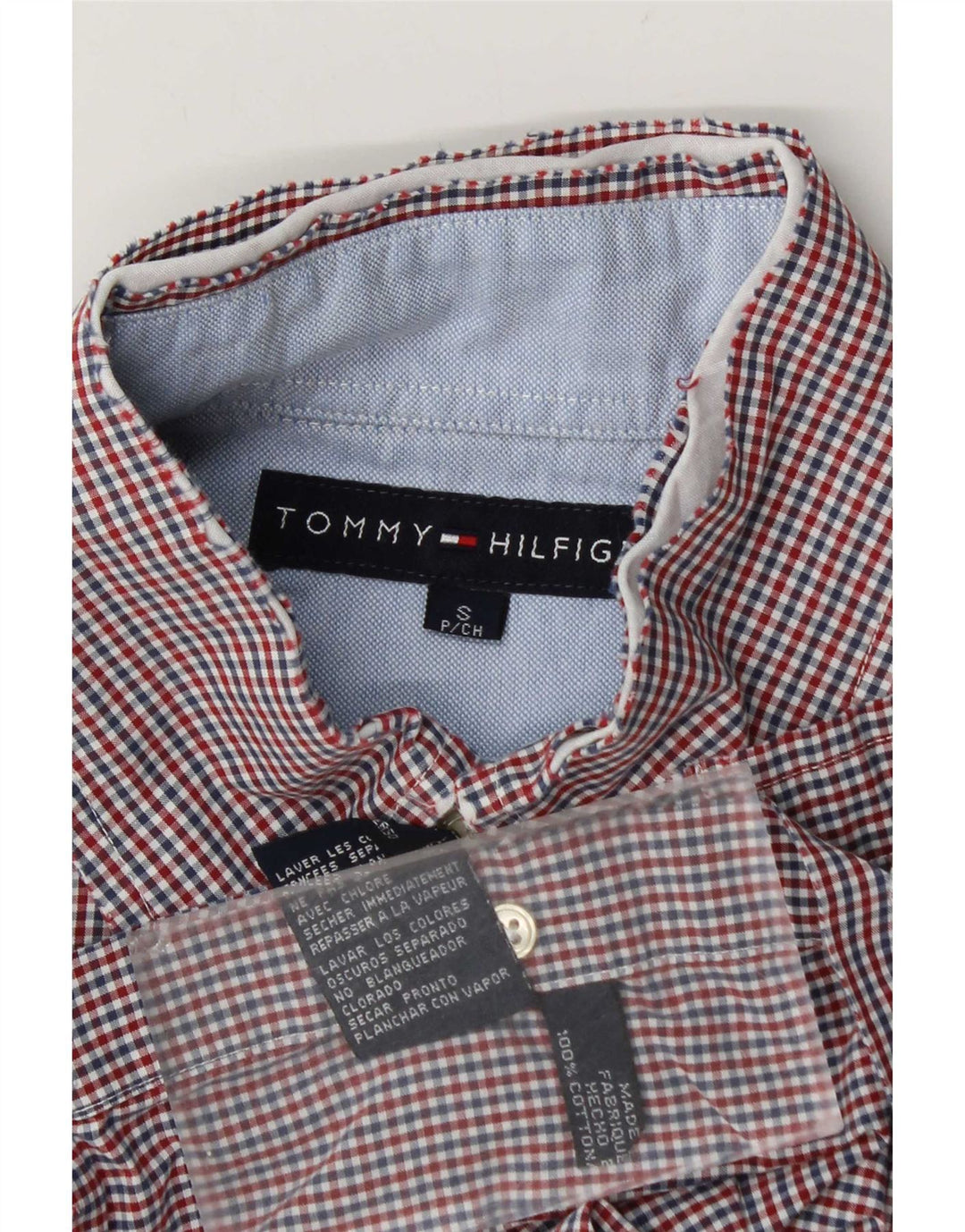 Tommy Hilfiger Mens Shirt Small Red Gingham Cotton