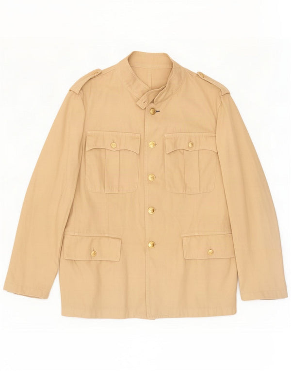 Vintage Mens Military Jacket IT 50 Large Beige Cotton Classic