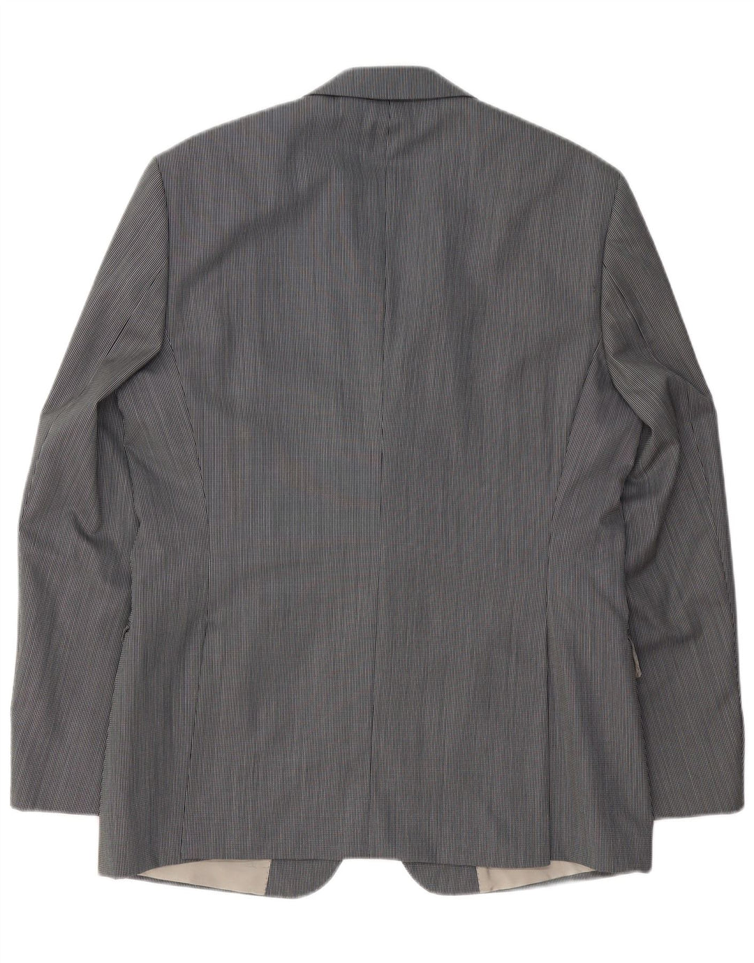 Hugo Boss Mens 2 Button Blazer Jacket EU 52 XL Grey Pinstripe Virgin Wool