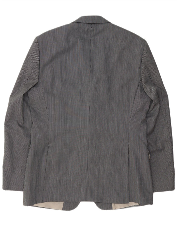 Hugo Boss Mens 2 Button Blazer Jacket EU 52 XL Grey Pinstripe Virgin Wool