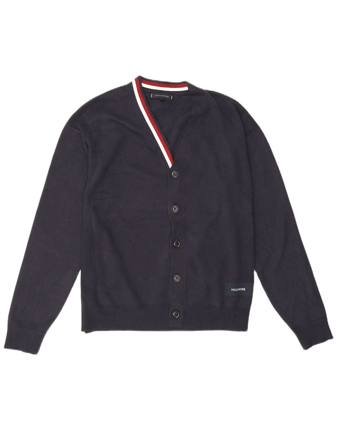Tommy Hilfiger Mens Cardigan Sweater Medium Navy Blue Cotton