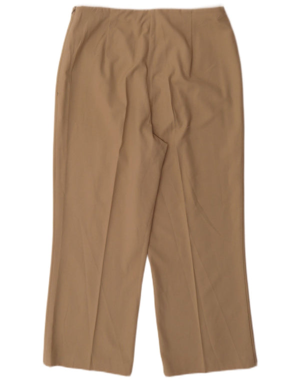 Marks & Spencer Womens Straight Cropped Trousers UK 14 Medium W30 L25 Beige