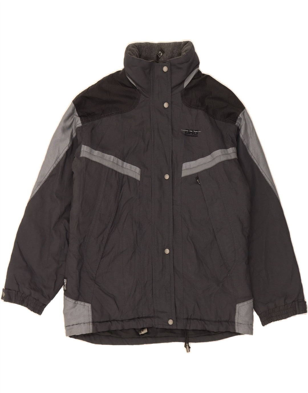 BRUGI Womens Hooded Windbreaker Jacket IT 46 Large Grey Colourblock Vintage Brugi and Second-Hand Brugi from Messina Hembry 