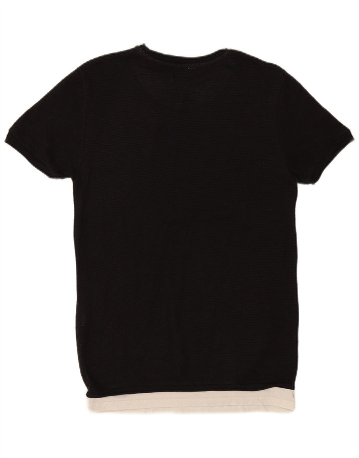 ZARA Mens T-Shirt Top Medium Black Cotton