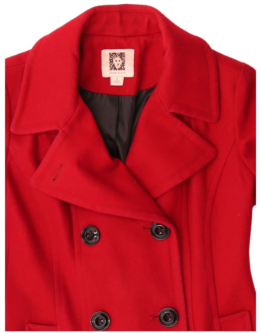 ANNE KLEIN Womens Double Breasted Coat UK 10 Small Red