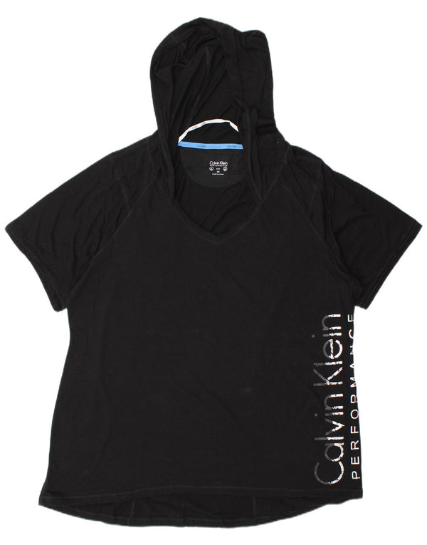 Calvin Klein Womens Oversized Graphic T-Shirt Top UK 20 2XL Black Cotton