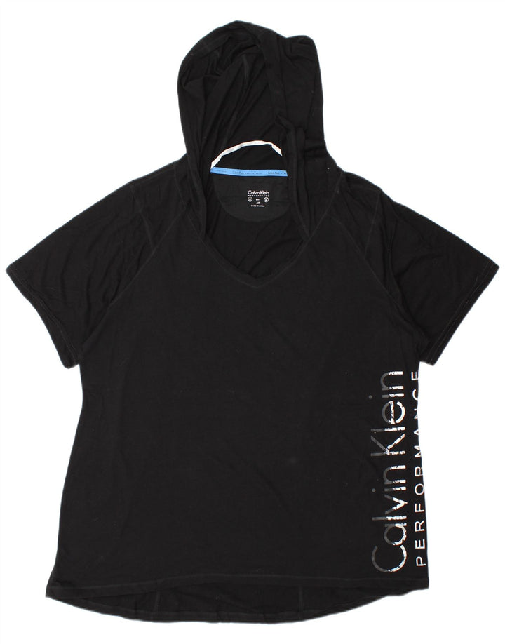 Calvin Klein Womens Oversized Graphic T-Shirt Top UK 20 2XL Black Cotton
