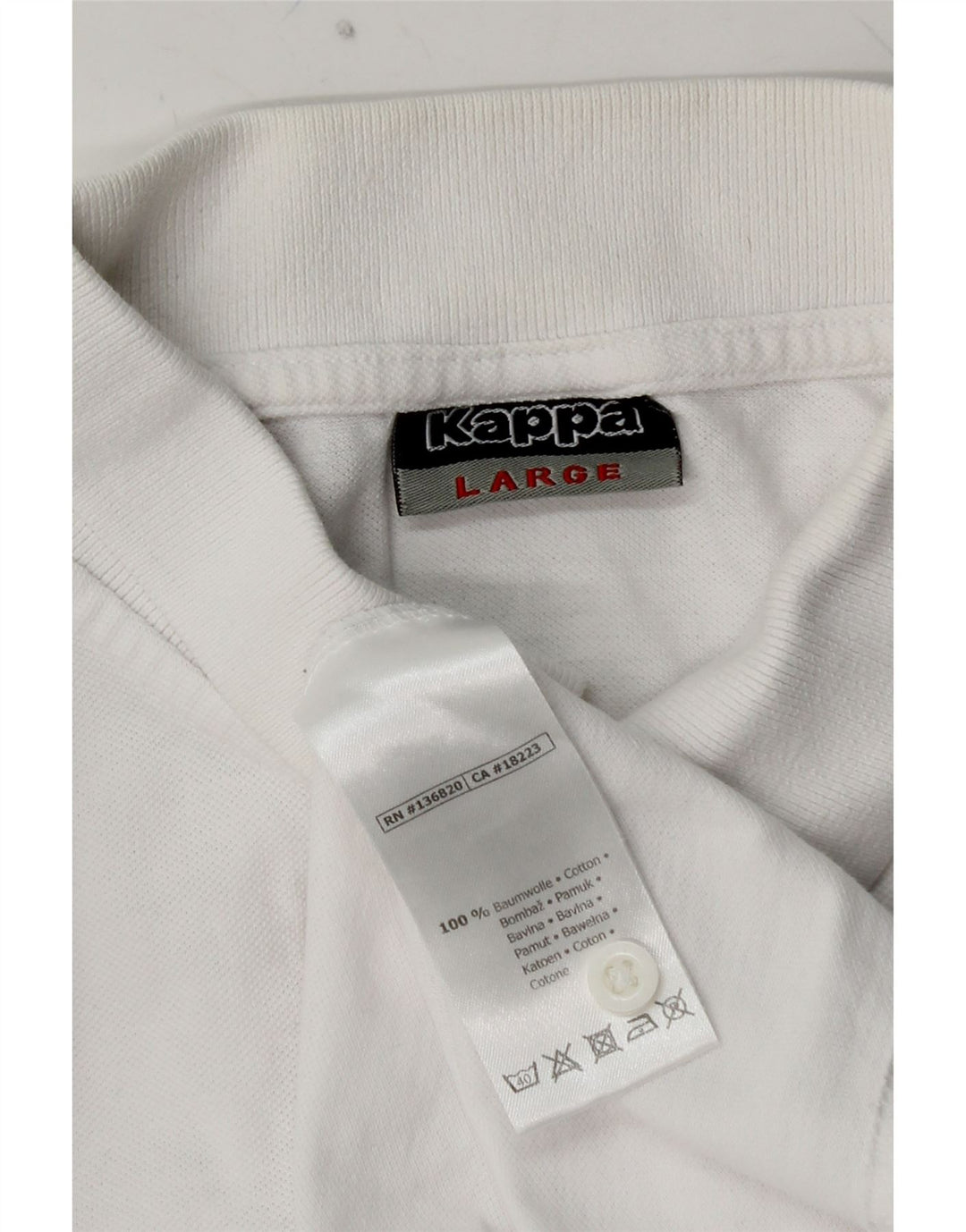 KAPPA Mens Polo Shirt Large White Cotton