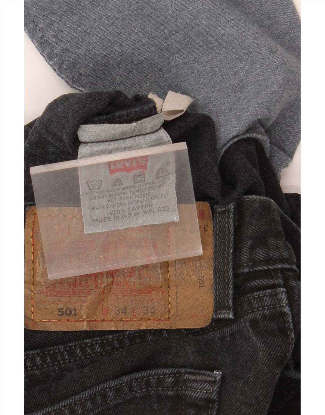 LEVI'S Mens 501 Straight Jeans W34 L34 Black Cotton