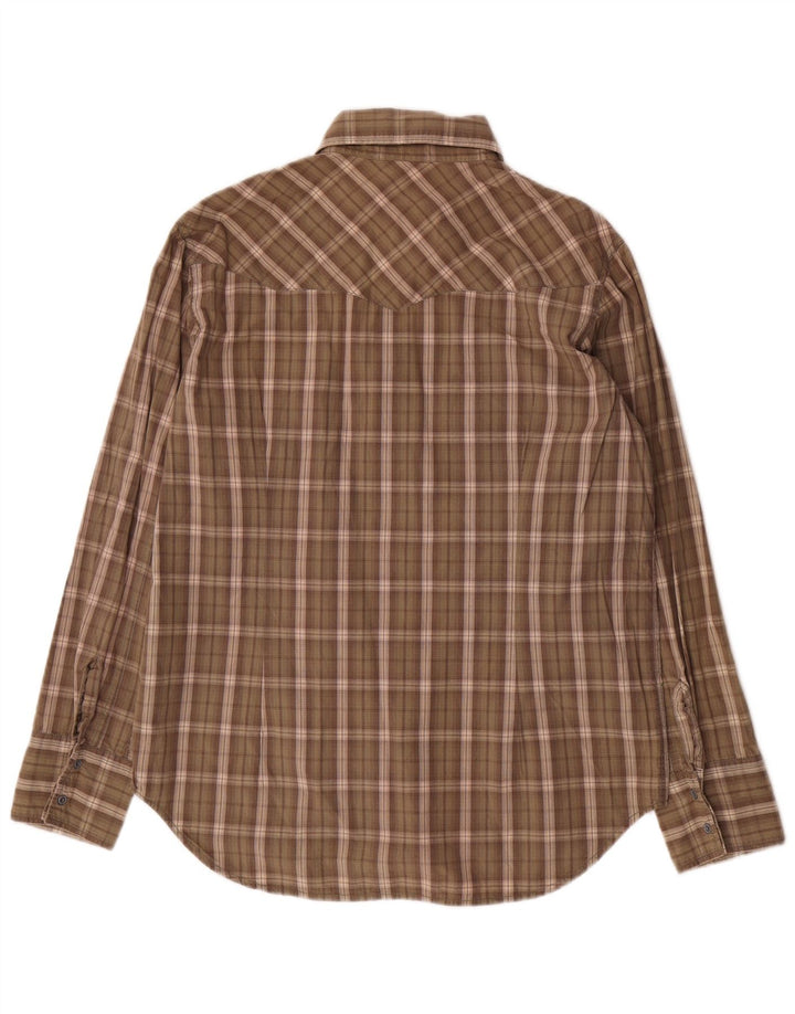 G-STAR Mens Shirt Large Brown Check Cotton