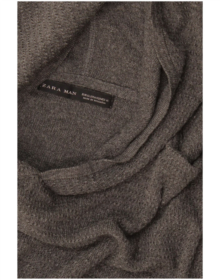 Zara Mens Hooded Jumper Sweater XL Grey