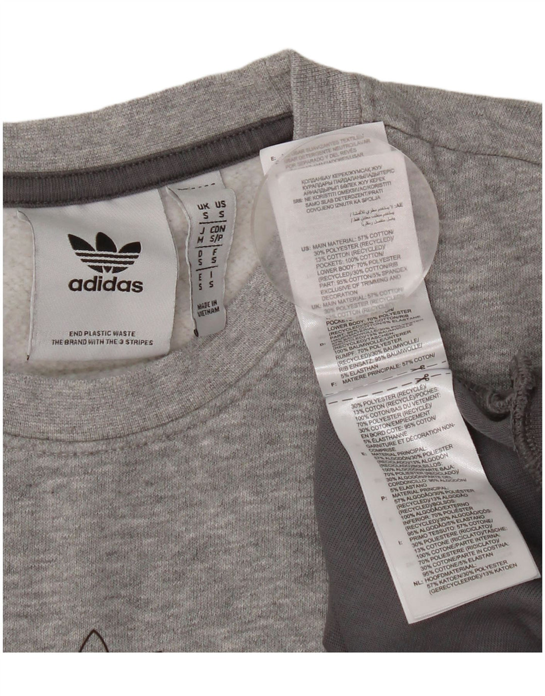 ADIDAS Mens Sweatshirt Jumper Small Grey Colourblock Cotton