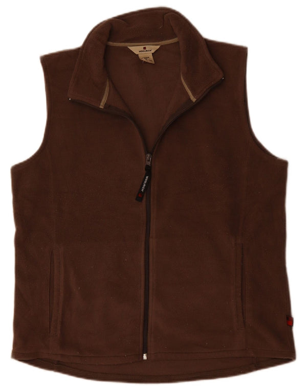 WOOLRICH Womens Fleece Gilet UK 14 Medium Brown Polyester