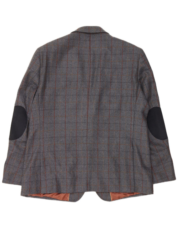 Woolrich Mens 2 Button Blazer Jacket UK 48 4XL Grey Check Wool