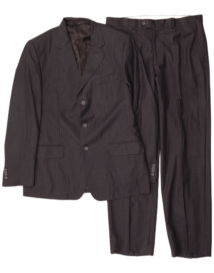 Giorgio Santi Mens 3 Button 2 Piece Suit IT 52 XL W34 L33 Black Striped