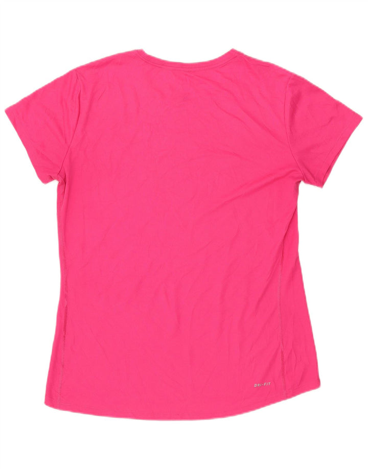 NIKE Womens Dri Fit T-Shirt Top UK 14 Large Pink