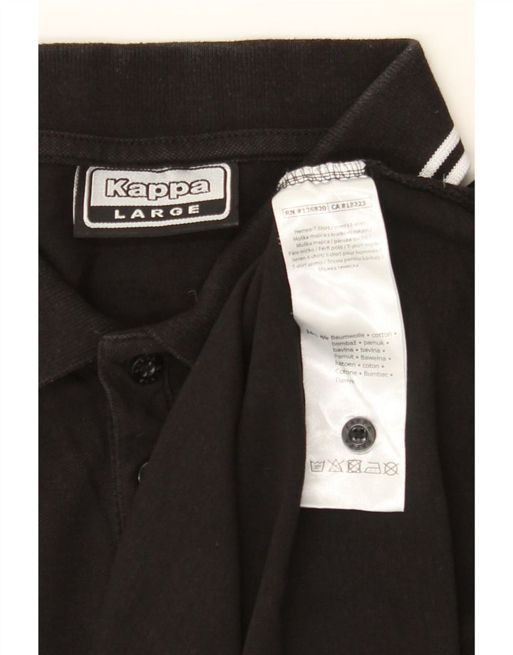 KAPPA Mens Polo Shirt Large Black Cotton Vintage Kappa and Second-Hand Kappa from Messina Hembry 