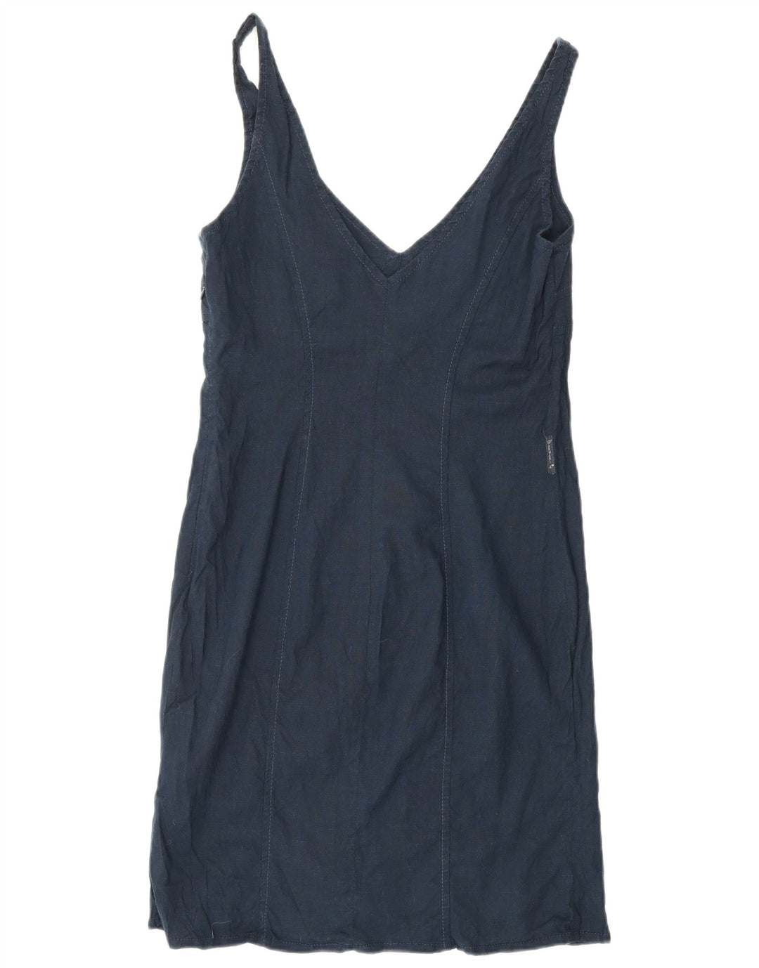 ARMANI JEANS Womens Sleeveless Sheath Dress IT 44 Medium Navy Blue Linen