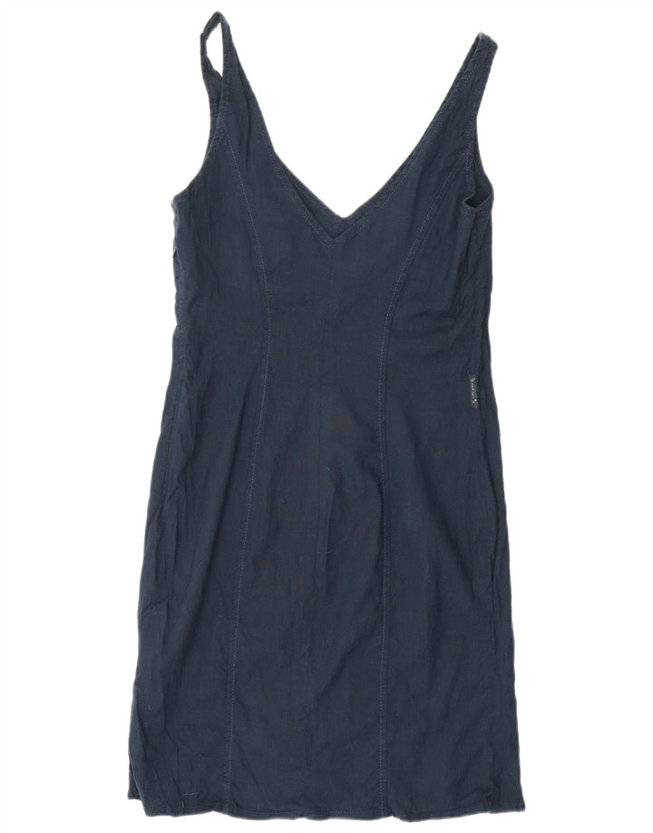 ARMANI JEANS Womens Sleeveless Sheath Dress IT 44 Medium Navy Blue Linen