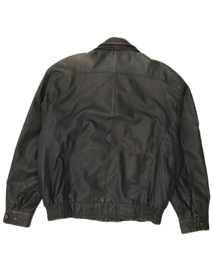 Vintage Mens Leather Jacket UK 40 Large Green