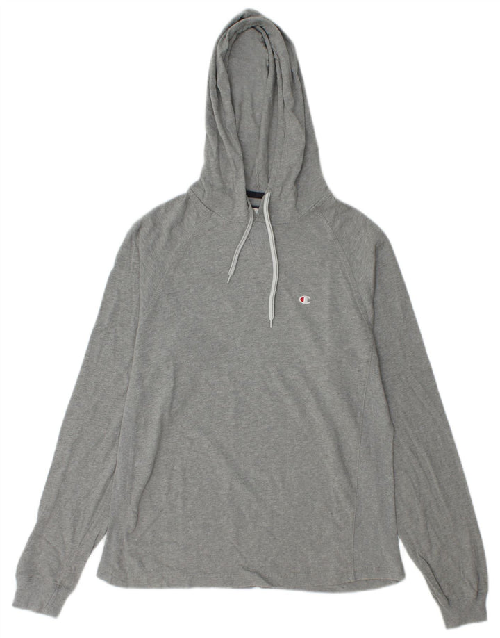 Champion Mens Hoodie Jumper Medium Grey Cotton