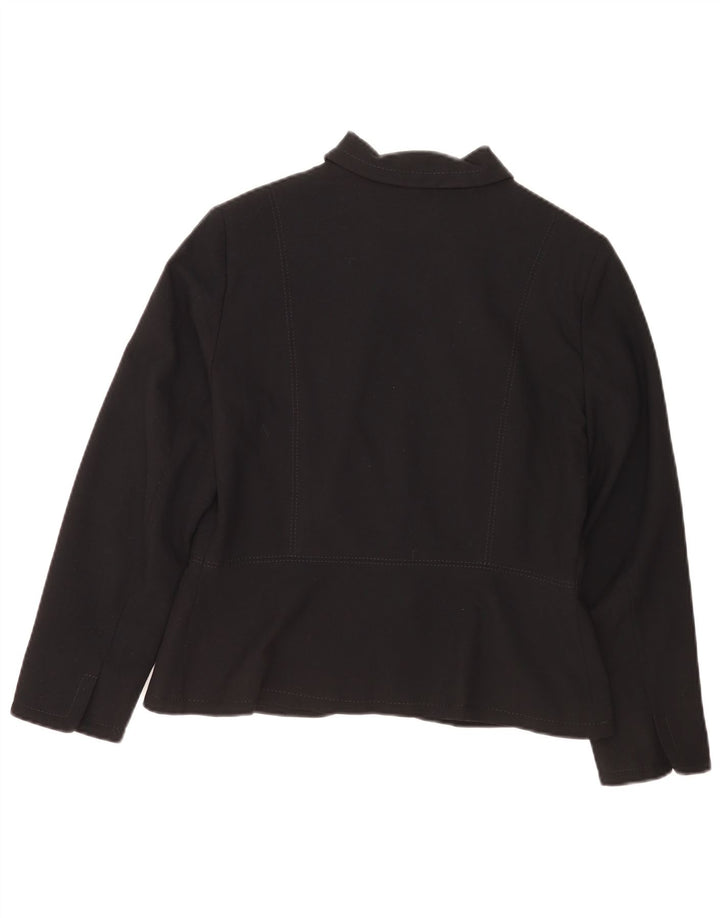Marks & Spencer Womens Petite Full Zip Blazer Jacket UK 14 Medium Black