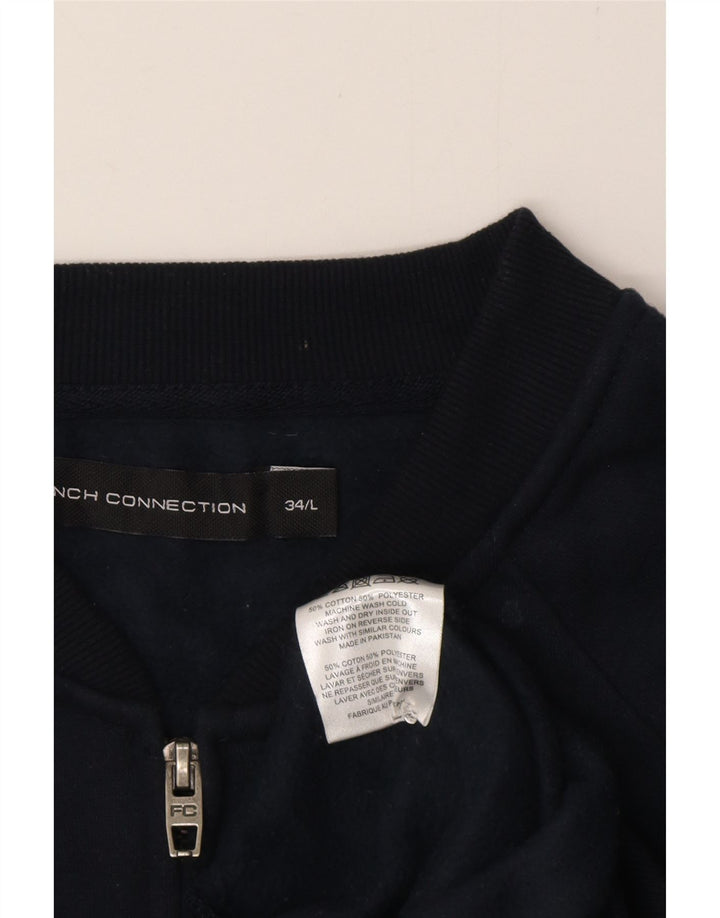 French Connection Mens Tracksuit Top Jacket Large Navy Blue Cotton