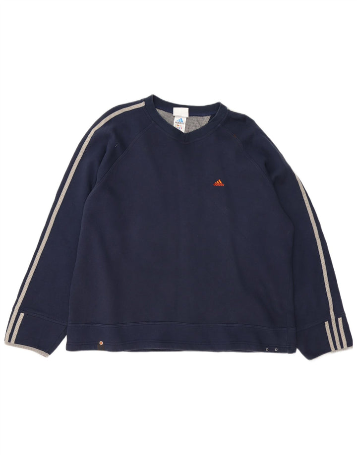 ADIDAS Mens Loose Fit Sweatshirt Jumper Medium Navy Blue Cotton