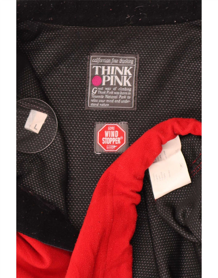 Think Pink Mens Zip Neck Fleece Jumper Large Red Colourblock Polyester
