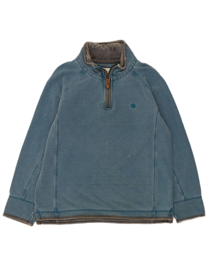 Fat Face Mens Zip Neck Sweatshirt Jumper Medium Blue Cotton