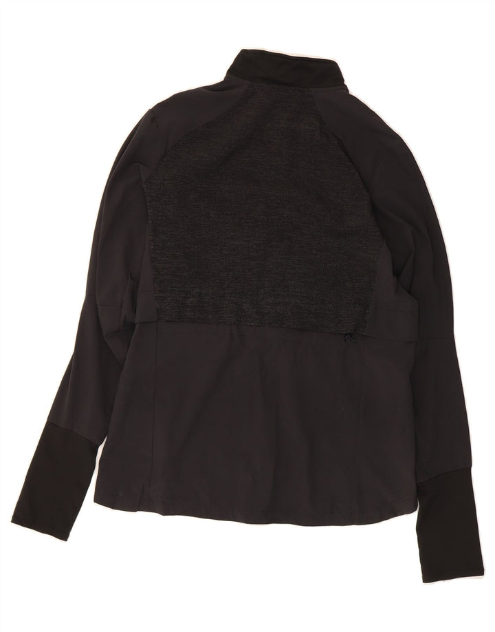 ADIDAS Womens Graphic Zip Neck Pullover Tracksuit Top UK 16/18 Large Black Vintage Adidas and Second-Hand Adidas from Messina Hembry 