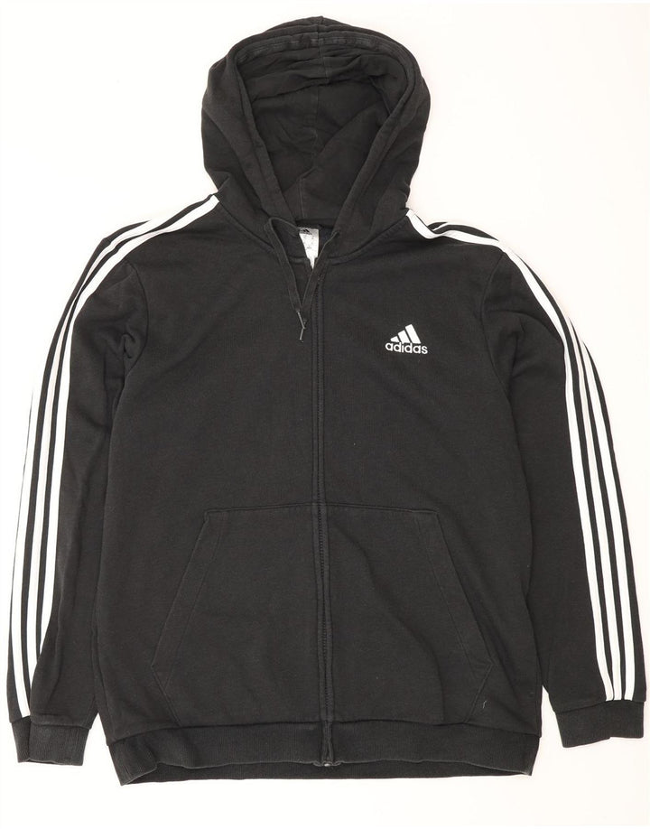 ADIDAS Mens Zip Hoodie Sweater XL Black Cotton