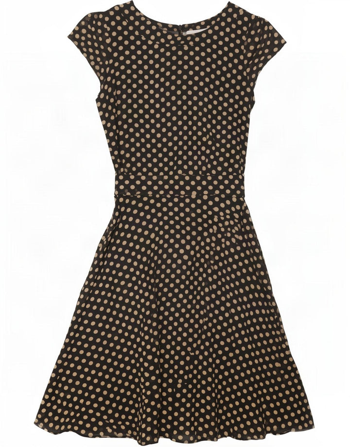 Wallis Womens A-Line Dress UK 12 Medium Black Polka Dot Polyester