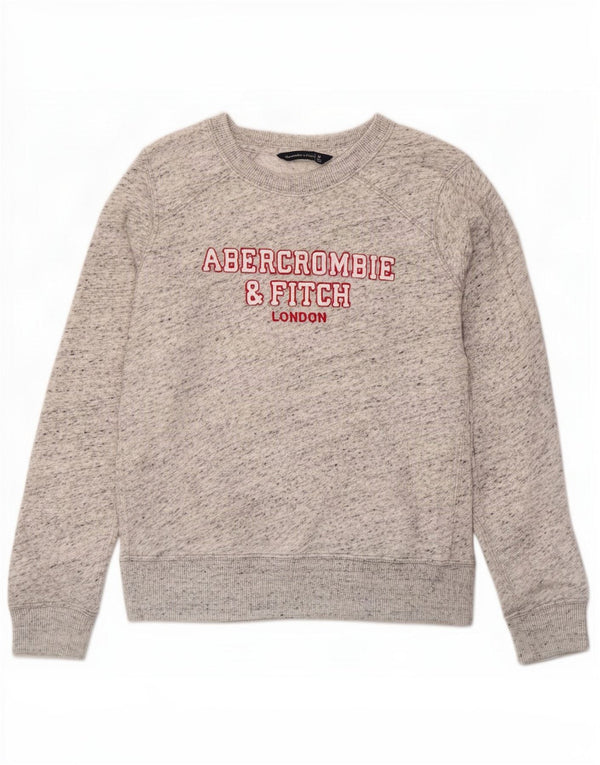 Abercrombie & Fitch Womens Sweatshirt Jumper UK 14 Medium Grey Flecked