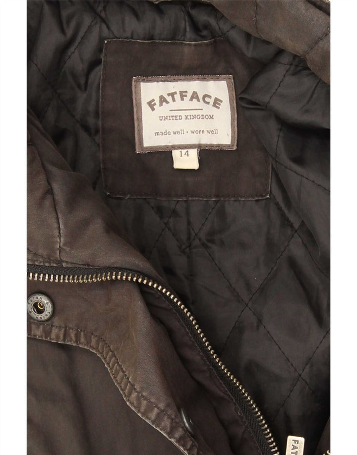 Fat Face Womens Parka Jacket UK 14 Large  Grey Cotton