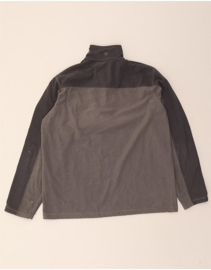 MOUNTAIN WAREHOUSE Mens Zip Neck Fleece Jumper Medium Grey Colourblock Vintage Mountain Warehouse and Second-Hand Mountain Warehouse from Messina Hembry 