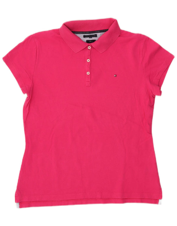 TOMMY HILFIGER Womens Slim Fit Polo Shirt UK 20 2XL Pink Cotton