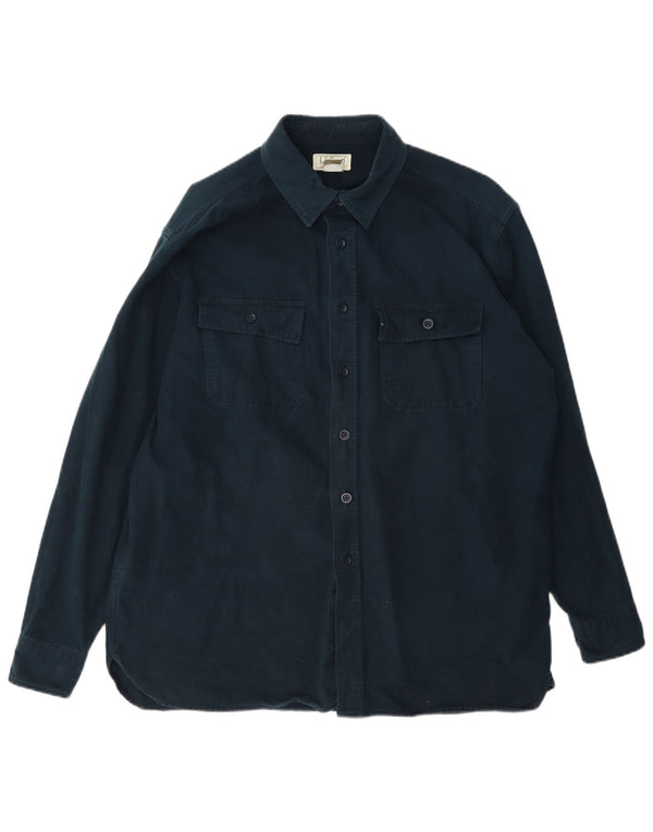L.L.Bean Mens Regular Fit Shirt Large Navy Blue Cotton