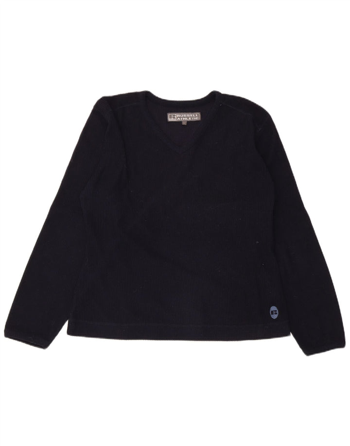 RUSSELL ATHLETIC Womens Top Long Sleeve UK 16 Large Navy Blue Polyester