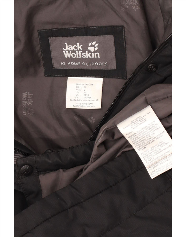 Jack Wolfskin Womens Hooded Padded Coat UK 12/14 Medium Black Polyester