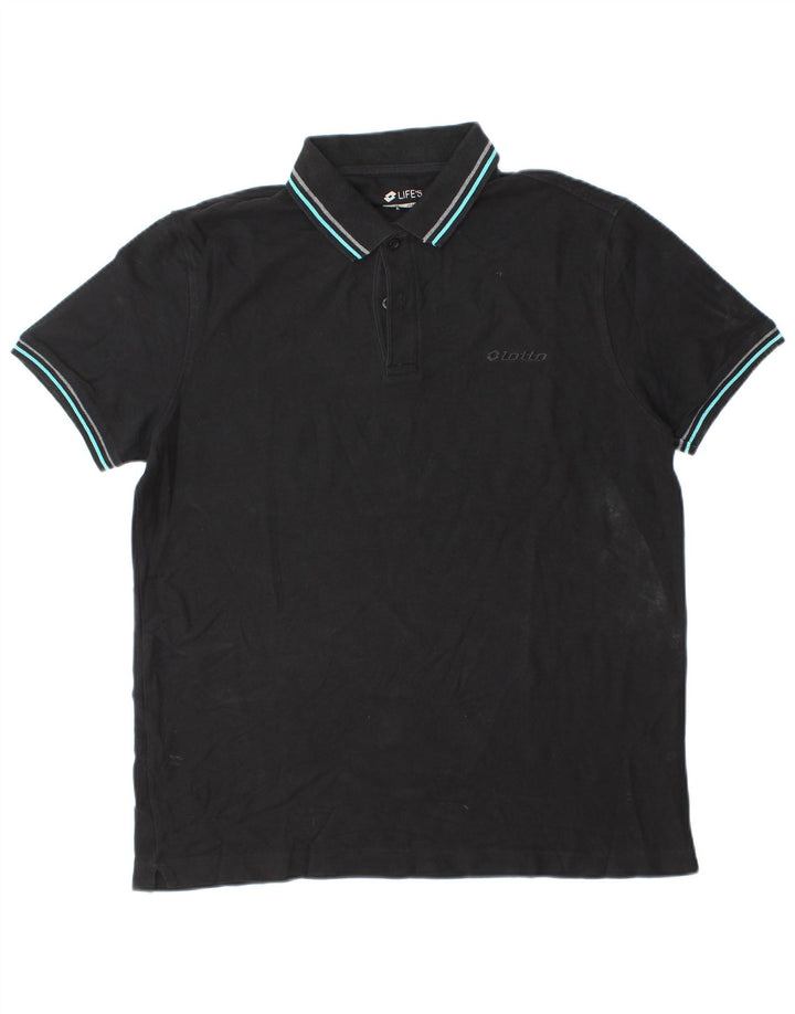 LOTTO Mens Life's Polo Shirt Large Black Cotton