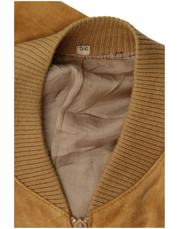 Vintage Mens Suede Bomber Jacket IT 52 XL Beige